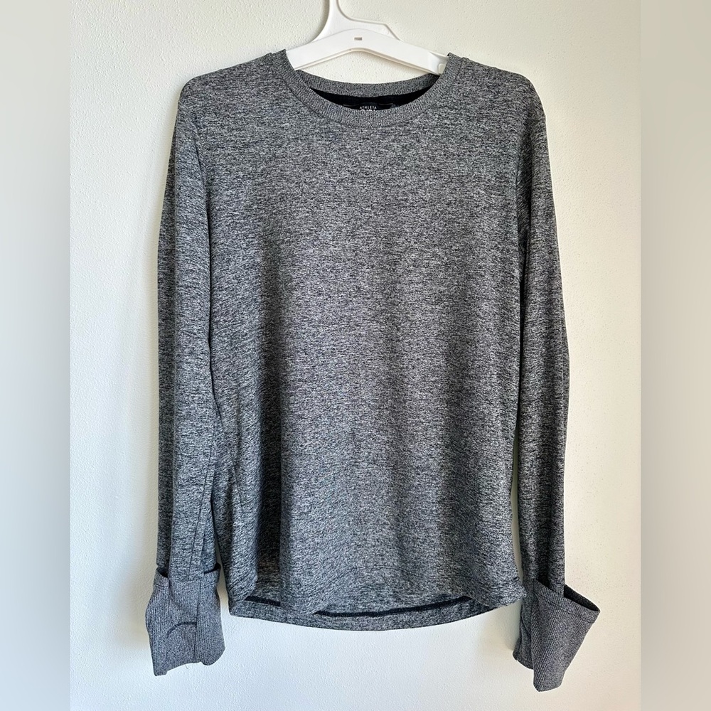 ATHLETA GIRL Soft Long Sleeve Crew Neck Shirt in Heather Gre Sz 14 - NWOT
